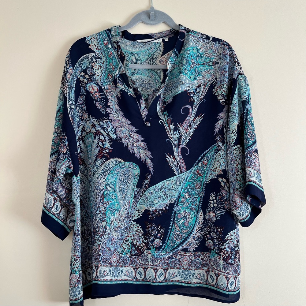 Violet & Claire Blue and Red Paisley Blouse